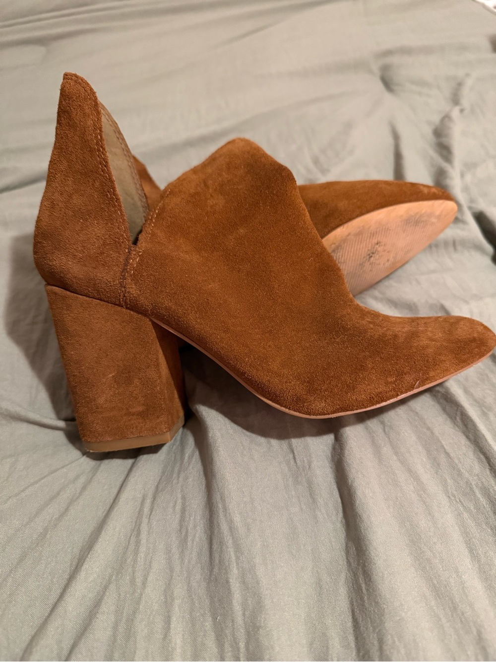 Steve Madden Cognac Suede Block Heel Booties